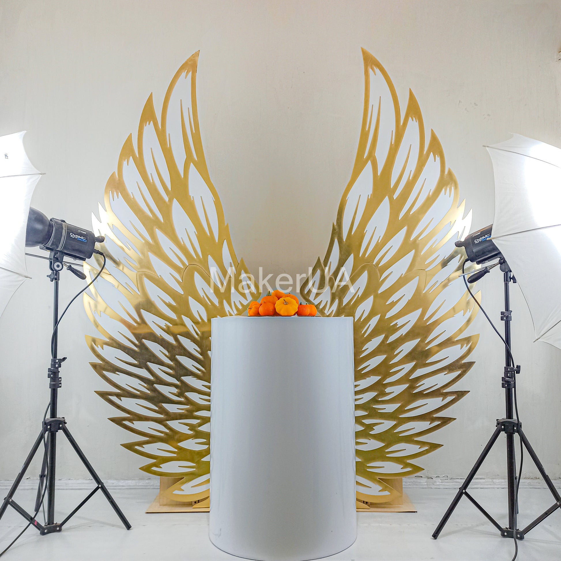 Angel Wings mirror backdrop silver gold wedding birthday event party props photo booth baby bridal shower frame arch decorations decor - MakerUA