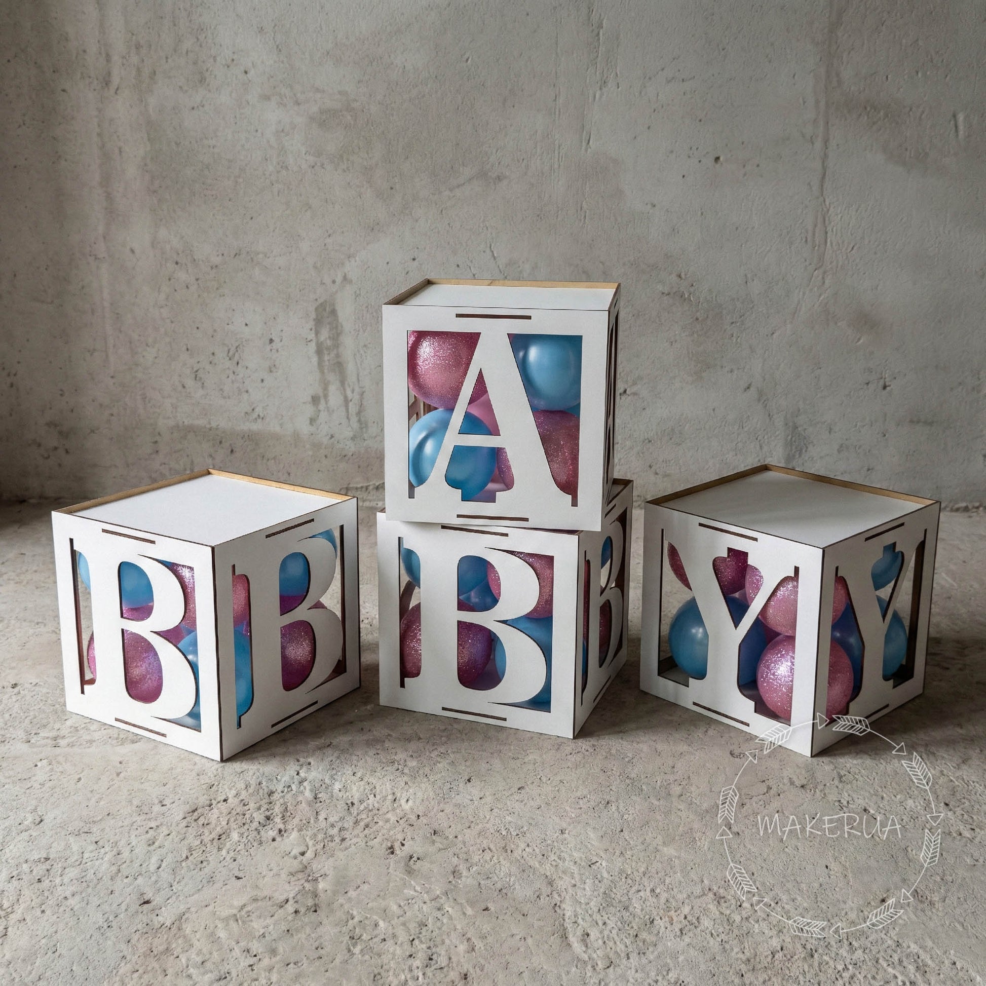 White BABY Boxes for balloons birthday party props shop decor boy girl box - MakerUA