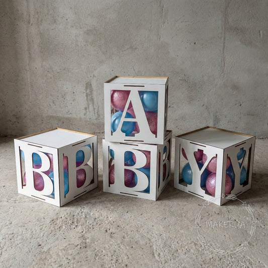 White BABY Boxes for balloons birthday party props shop decor boy girl box - MakerUA