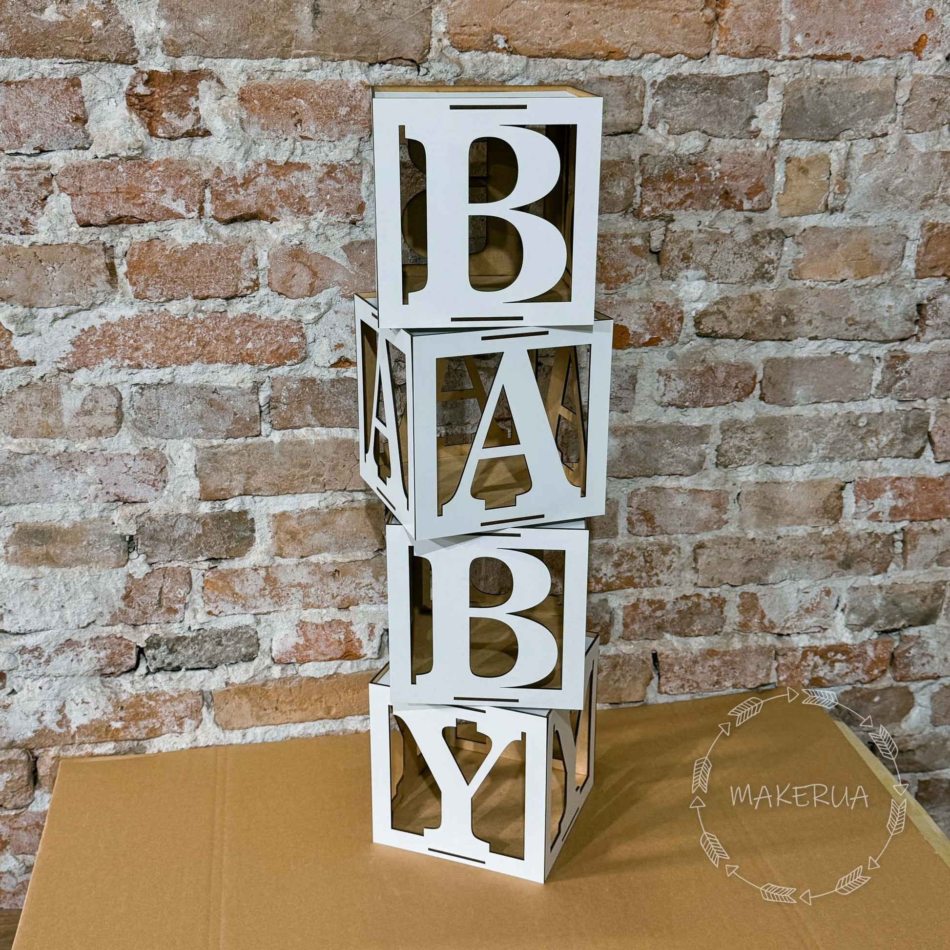 White BABY Boxes for balloons birthday party props shop decor boy girl box - MakerUA