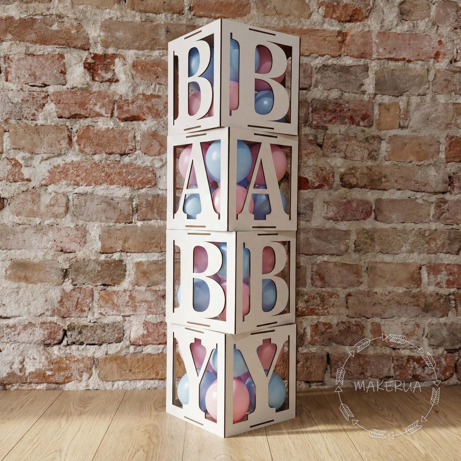 White BABY Boxes for balloons birthday party props shop decor boy girl box - MakerUA