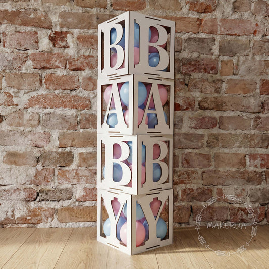 White BABY Boxes for balloons birthday party props shop decor boy girl box - MakerUA