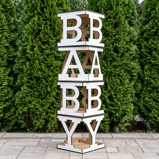 White Box with numbers letters 0-9 A-Z text baby name love Custom style 9 - MakerUA