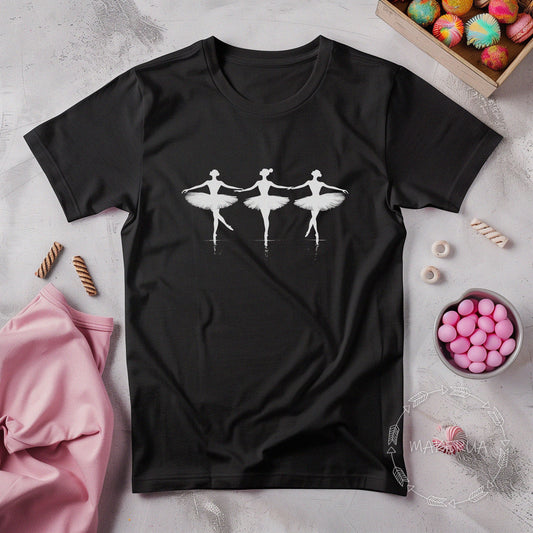 T-shirt ballet dance cute black white cotton tee shirt print gift birthday - MakerUA