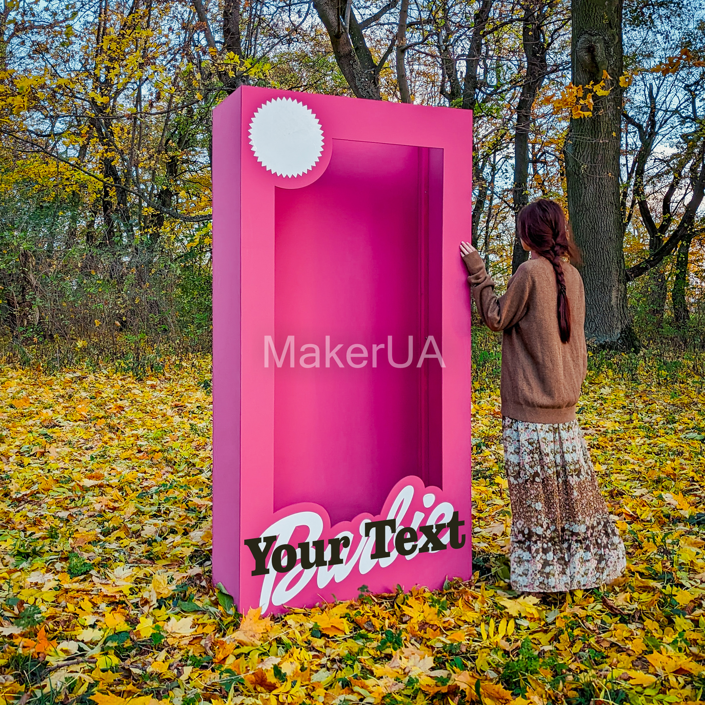 Pink Photo Box Decorations Birthday Party Prop Frame Life Size Lifesize Personalized Name Girl Booth Custom Decor - MakerUA