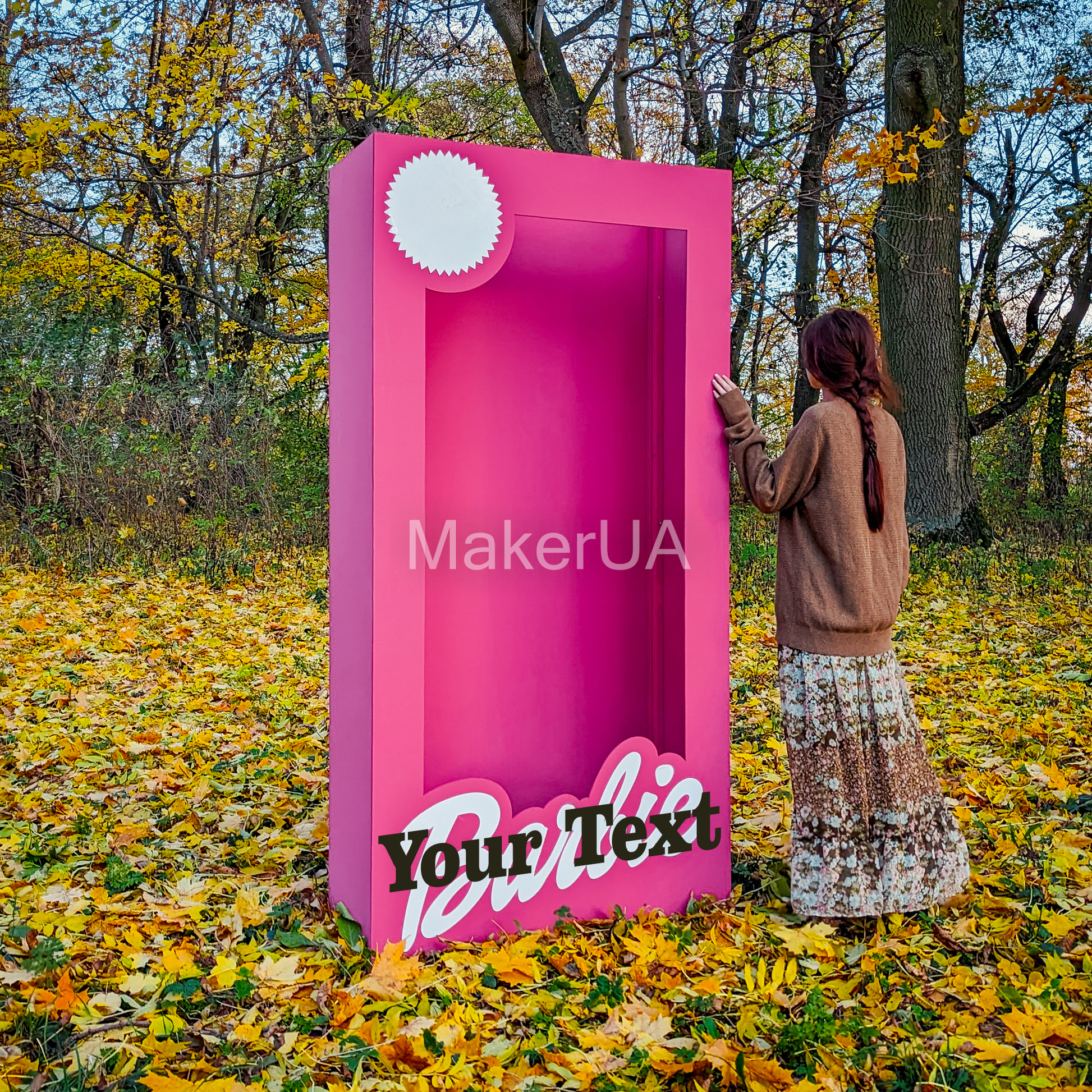 Pink Photo Box Decorations Birthday Party Prop Frame Life Size Lifesize Personalized Name Girl Booth Custom Decor - MakerUA