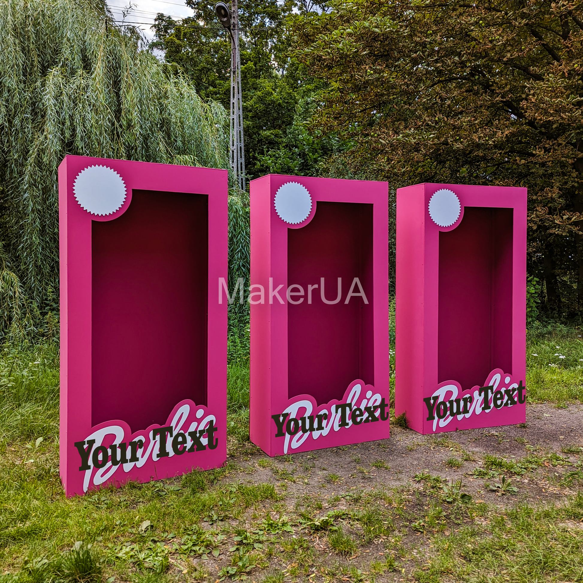 Pink Photo Box Decorations Birthday Party Prop Frame Life Size Lifesize Personalized Name Girl Booth Custom Decor - MakerUA