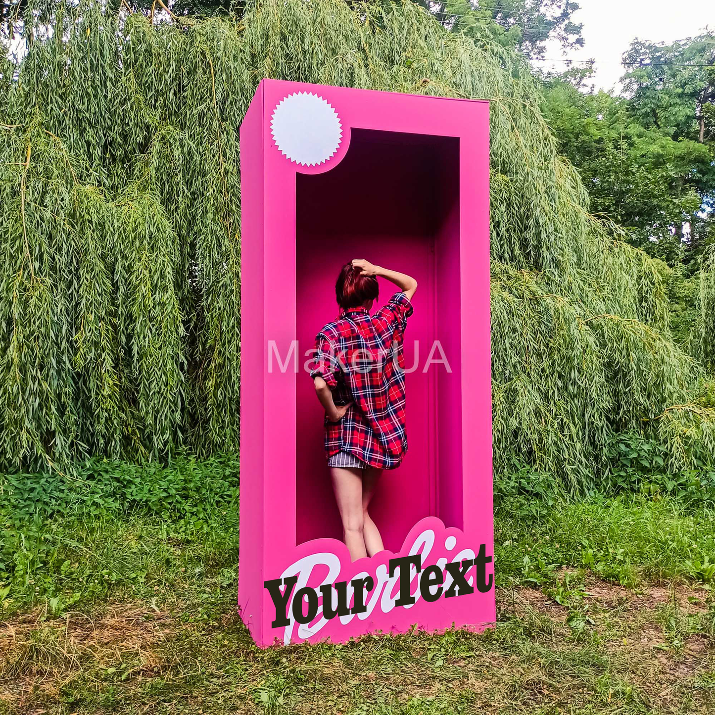 Pink Photo Box Decorations Birthday Party Prop Frame Life Size Lifesize Personalized Name Girl Booth Custom Decor - MakerUA