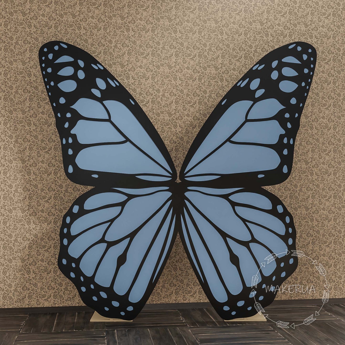 Butterfly Black Blue Wings Backdrop centerpiece decoration photo booth party prop event birthday wedding decor - MakerUA
