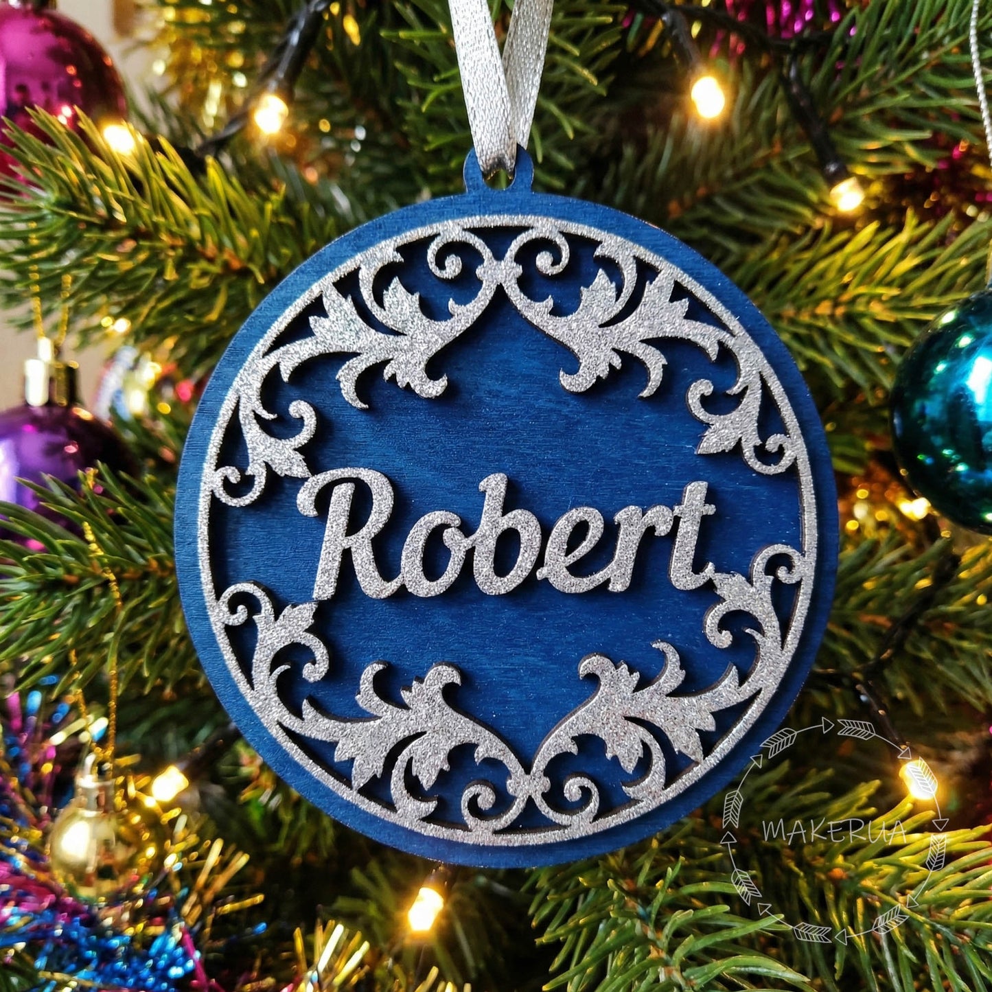 Personalized Christmas Ornaments Name Wooden Decorations Tree Hanging Kindergarten Gift Classmate Preschool Keepsake Teacher Student Decor Style B - MakerUA