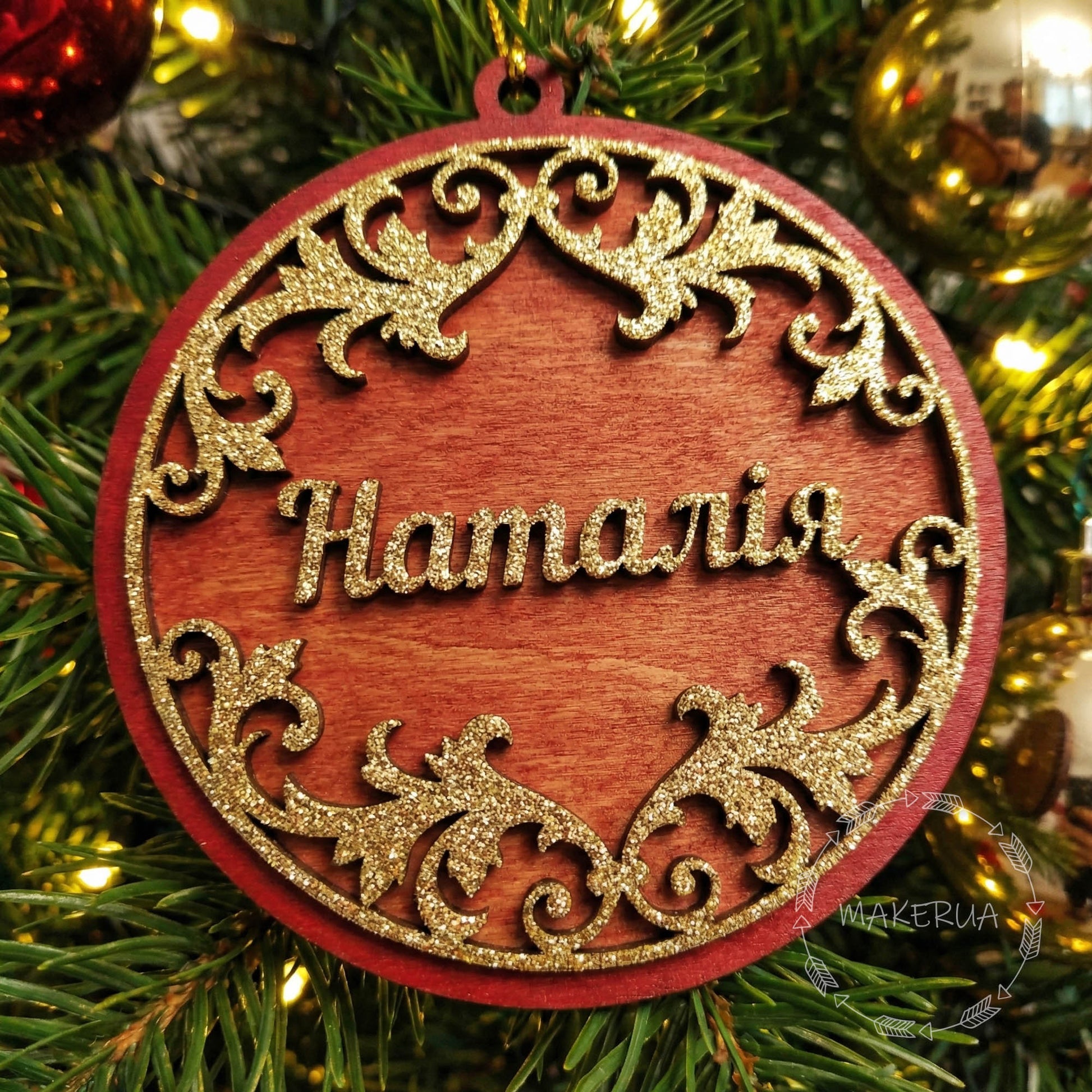 Personalized Christmas Ornaments Name Wooden Decorations Tree Hanging Kindergarten Gift Classmate Preschool Keepsake Teacher Student Decor Style A - MakerUA
