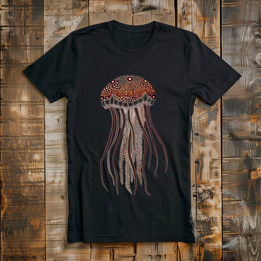 T-shirt jellyfish fish aborigines australia style white black tee shirt print gift birthday - MakerUA