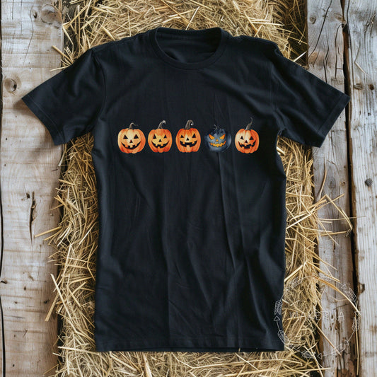 T-shirt pumpkin halloween autumn farm style white black tee shirt print gift birthday - MakerUA