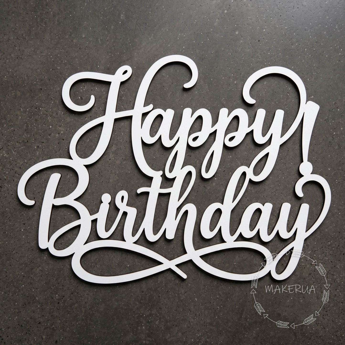 Text "Happy Birthday!" white decor for party large decorations