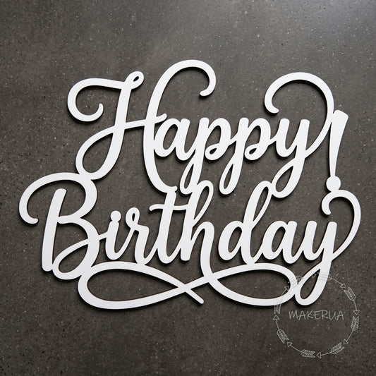 Text "Happy Birthday!" white decor for party large decorations - MakerUA