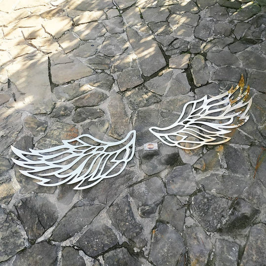 Wings angel silver gold wall art backdrop decorations baby girl boy shower party birthday - MakerUA
