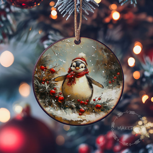 Christmas Ornaments Handmade Tree Decorations Wooden Glass Personalized Name Logo Nature UV Printed Painted Decor A06 - MakerUA