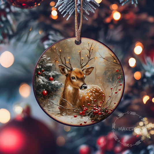 Christmas Ornaments Handmade Tree Decorations Wooden Glass Personalized Name Logo Nature UV Printed Painted Decor A09 - MakerUA