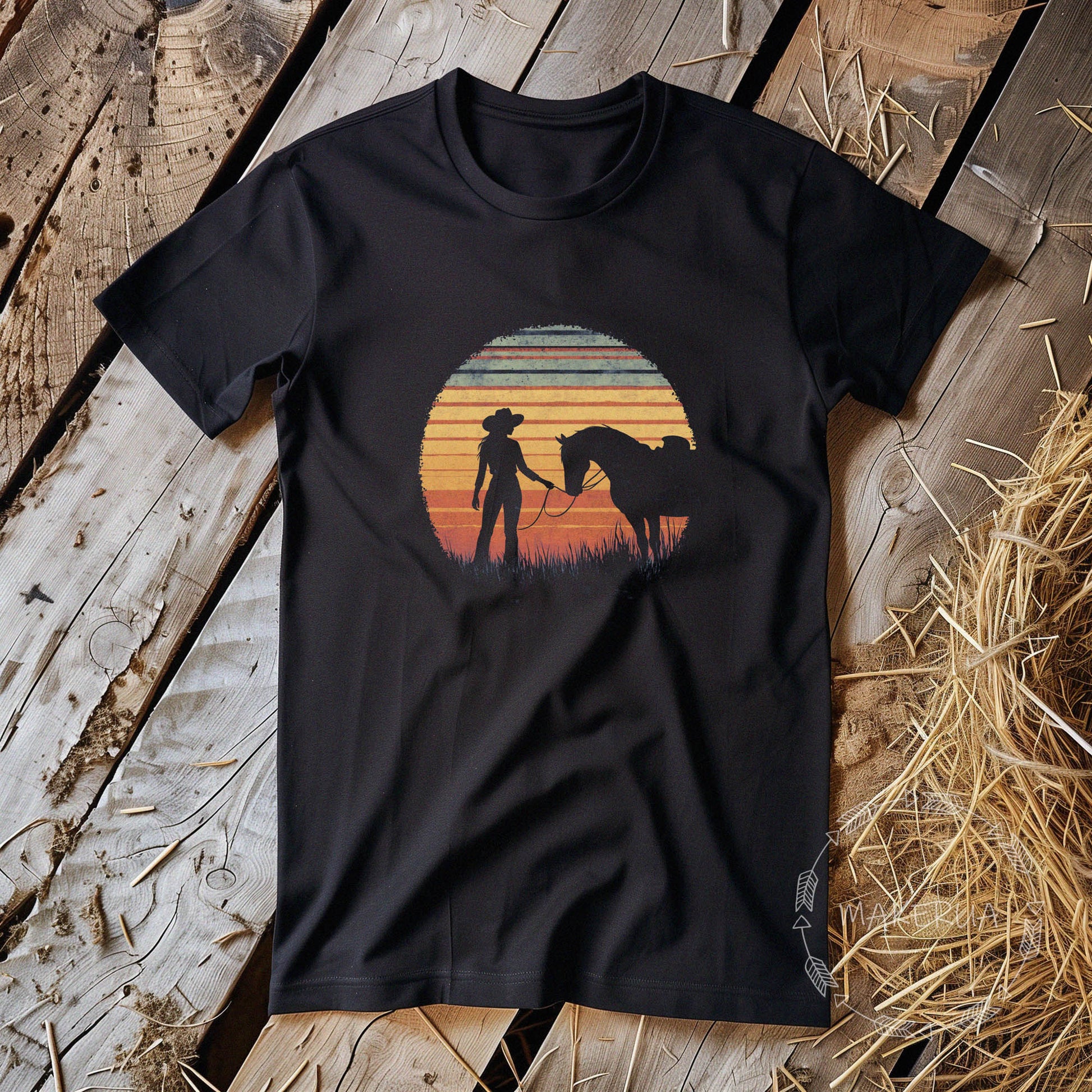 T-shirt horse mustang racing race white cotton tee shirt print gift birthday - MakerUA