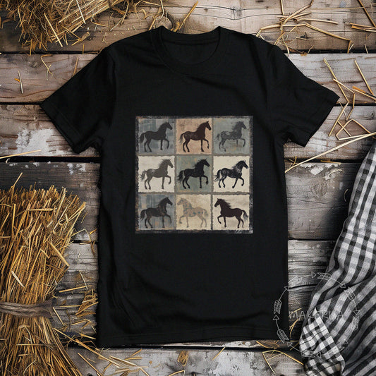 T-shirt horse mustang racing race white cotton tee shirt print gift birthday - MakerUA