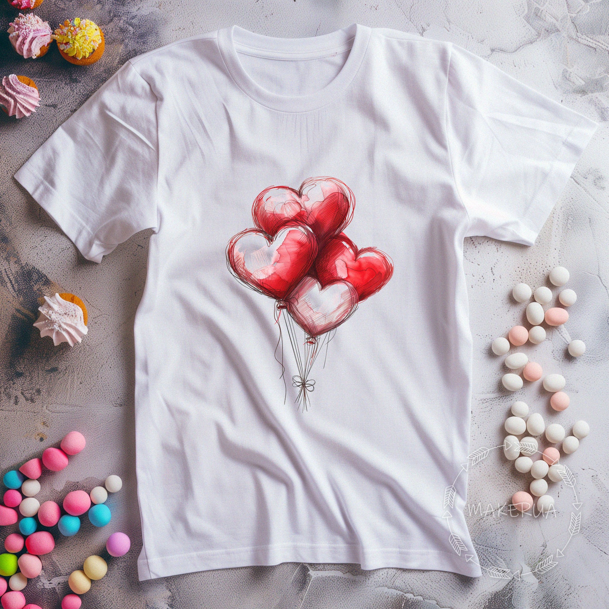 T-shirt balloons party decorations guests white cotton tee shirt print gift birthday - MakerUA