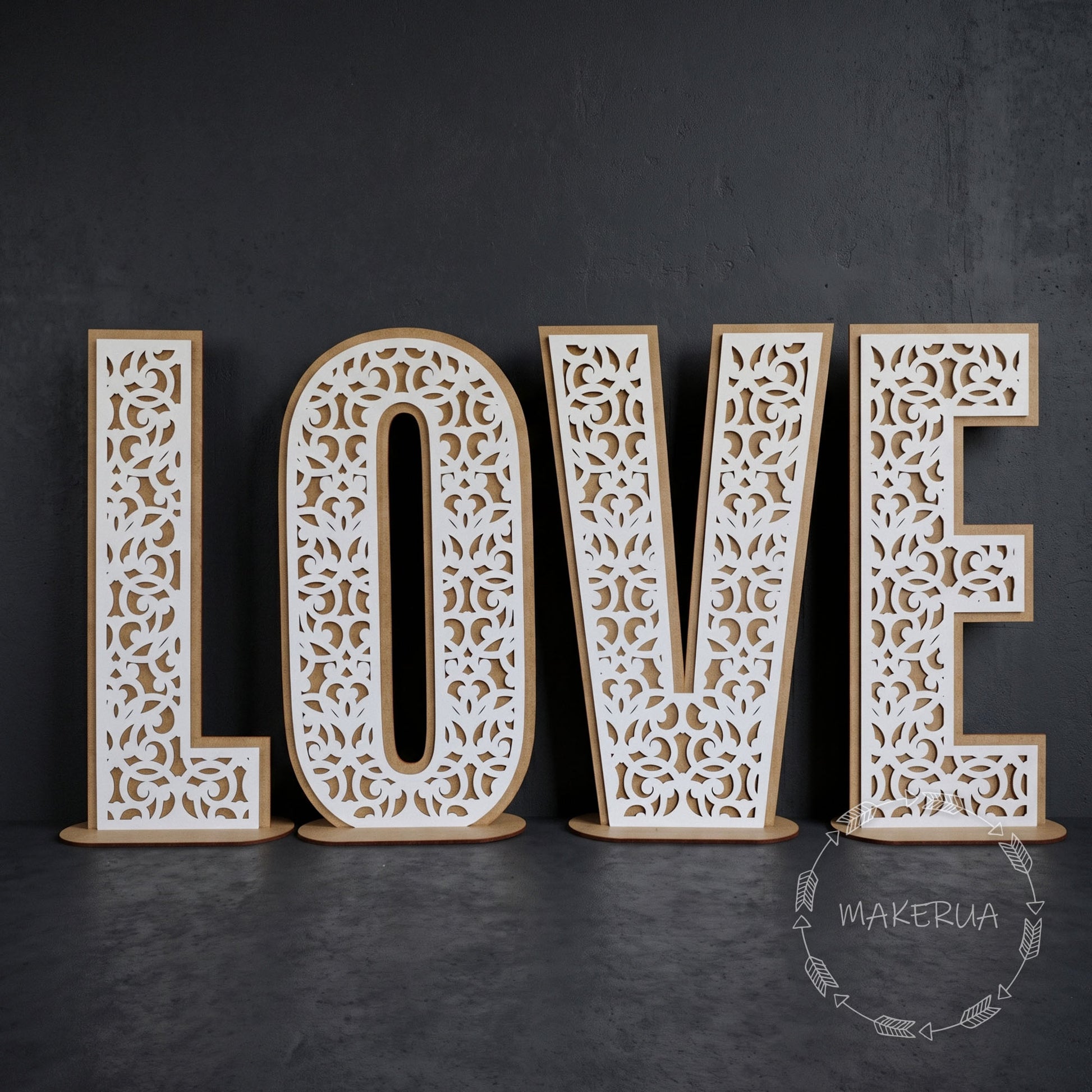 Letters LOVE with stand wedding photo zone lace curved openwork - MakerUA