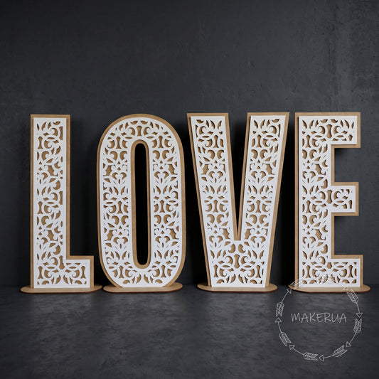 Letters LOVE with stand wedding photo zone lace curved openwork - MakerUA
