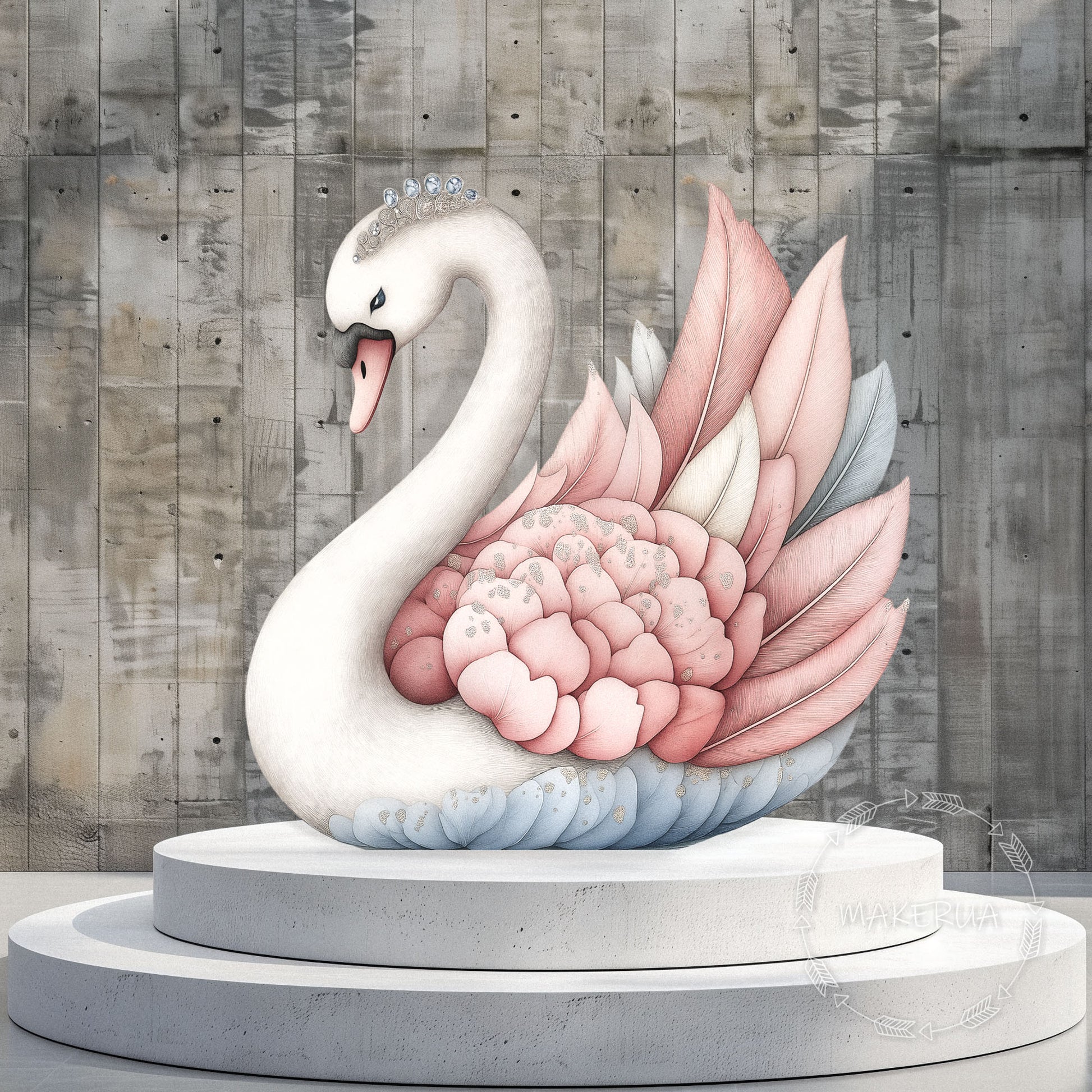 Swan Decorations Cute Party Decor Birthday themed cutout event 1st photo props backdrop baby shower girl shell wings - MakerUA