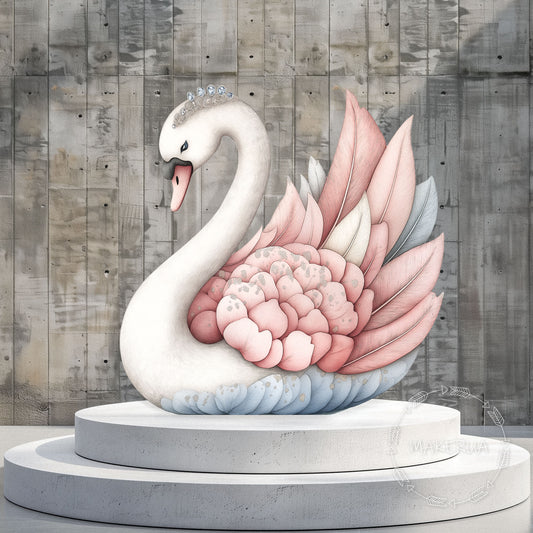 Swan Decorations Cute Party Decor Birthday themed cutout event 1st photo props backdrop baby shower girl shell wings - MakerUA
