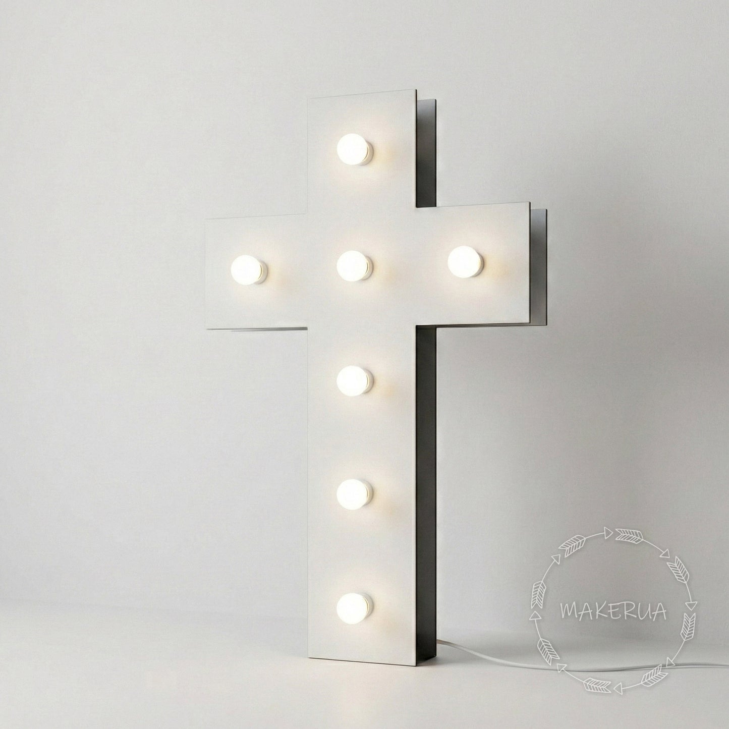 Marquee Cross Baptism Christening Holy Communion Birthday Party LED Sign Light Up Neon Backdrop Prop Baby Nursery Event Saint Booth Decor - MakerUA