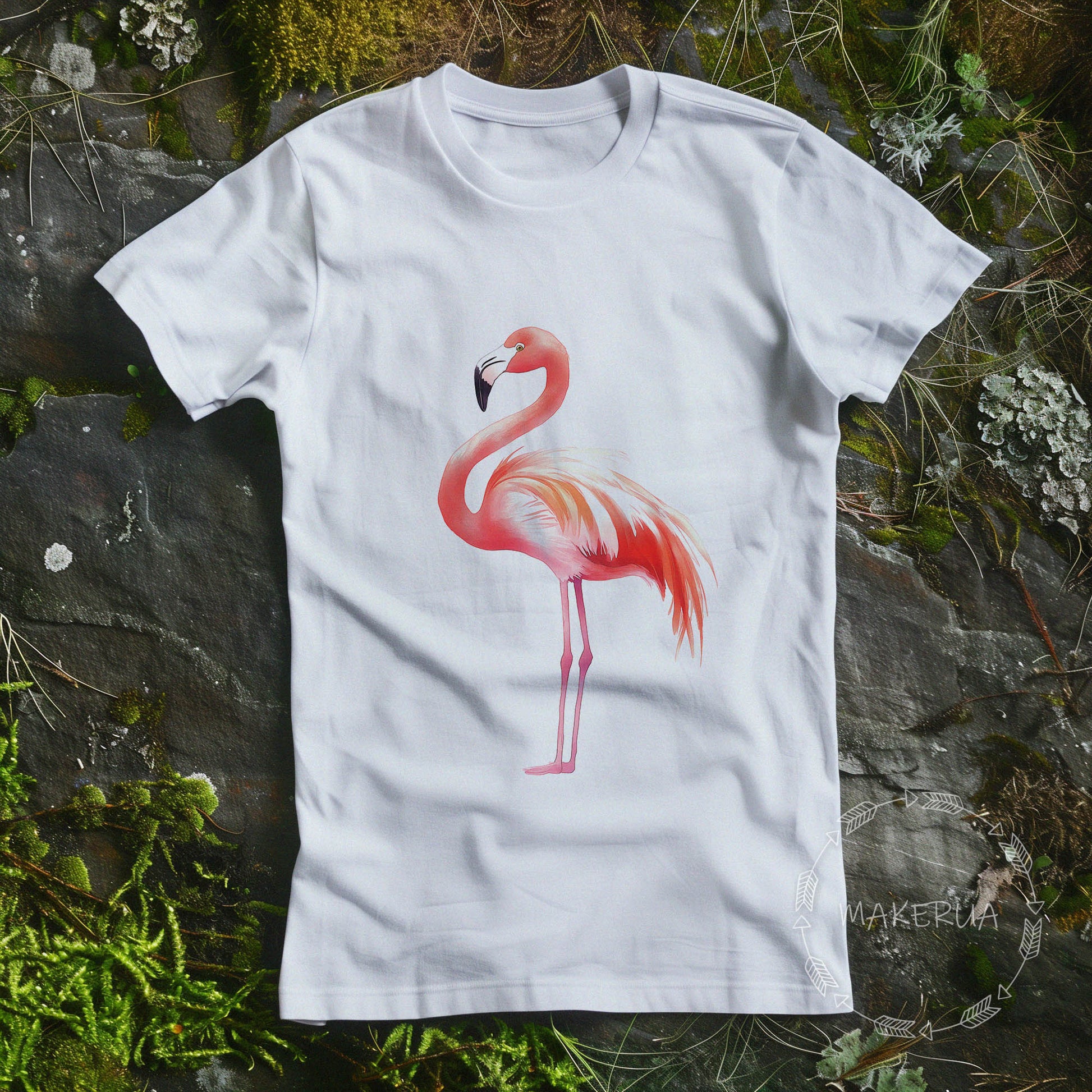 T-shirt flamingo beach sea florida yukatan white cotton tee shirt print gift birthday - MakerUA