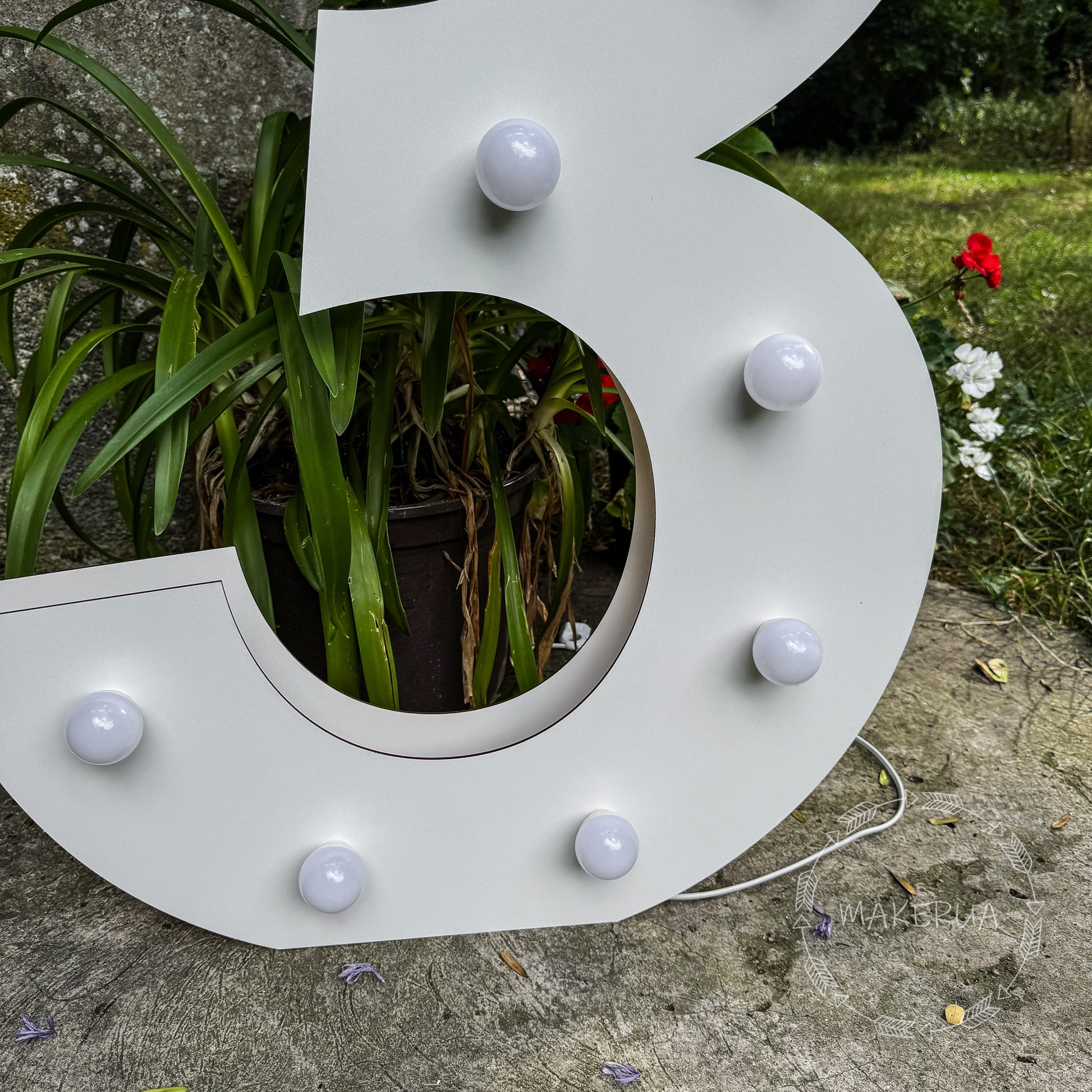 Number 3 Three birthday 1m (3.3ft) + LED Light Bulbs marquee numbers neon sign backdrop white decoration large giant big party props decor NHW3 - MakerUA