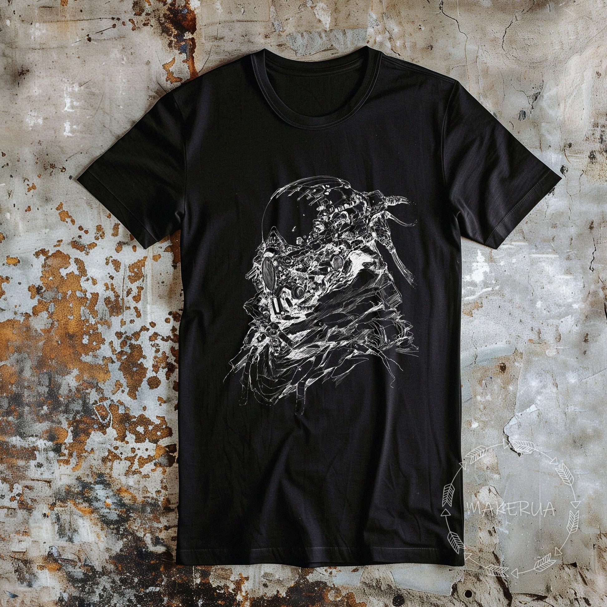 T-shirt gas mask spray paint radiation white cotton tee shirt print gift birthday - MakerUA