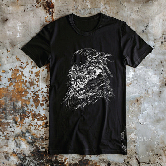 T-shirt gas mask spray paint radiation white cotton tee shirt print gift birthday - MakerUA