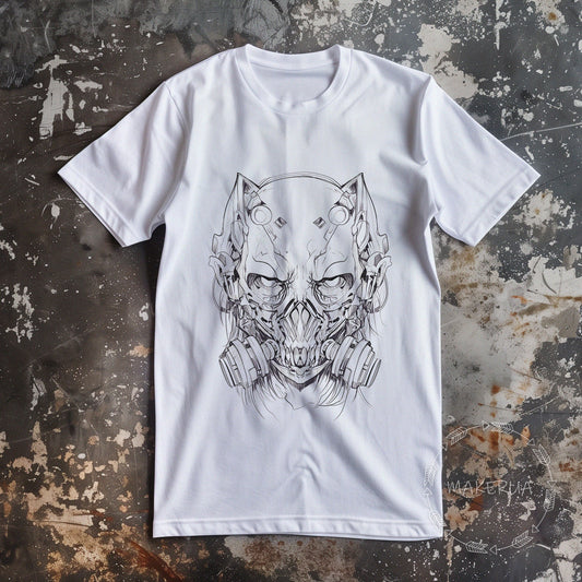 T-shirt gas mask spray paint radiation white cotton tee shirt print gift birthday - MakerUA