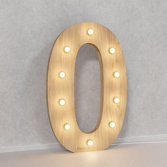 Number 0 Zero birthday 1m (3.3ft) + LED Light Bulbs marquee numbers neon sign backdrop white decoration large giant big party props decor NHT0 - MakerUA