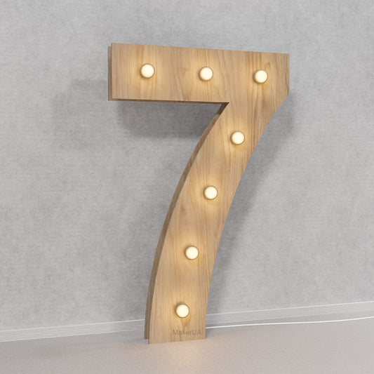 Number 7 Seven birthday 1m (3.3ft) + LED Light Bulbs marquee numbers neon sign backdrop white decoration large giant big party props decor NHT7 - MakerUA