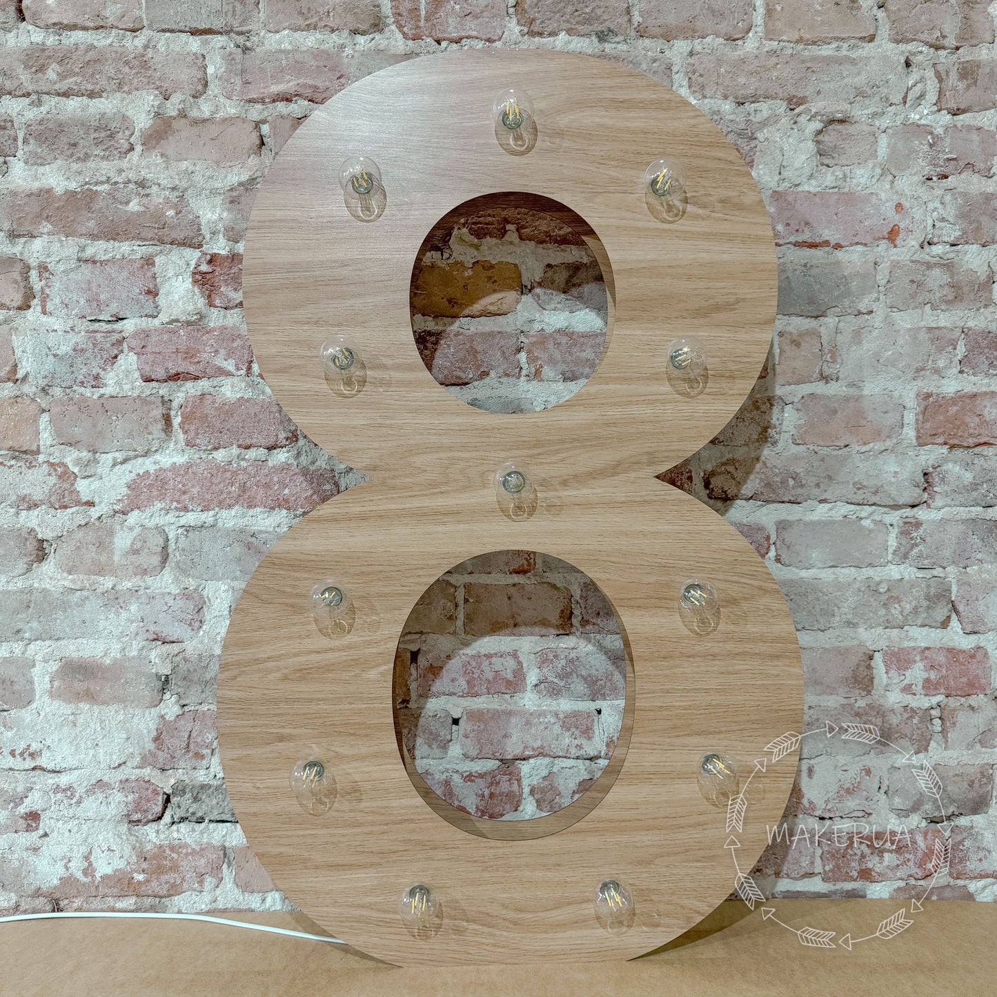 Number 8 Eight birthday 1m (3.3ft) + LED Light Bulbs marquee numbers neon sign backdrop white decoration large giant big party props decor NHT8 - MakerUA