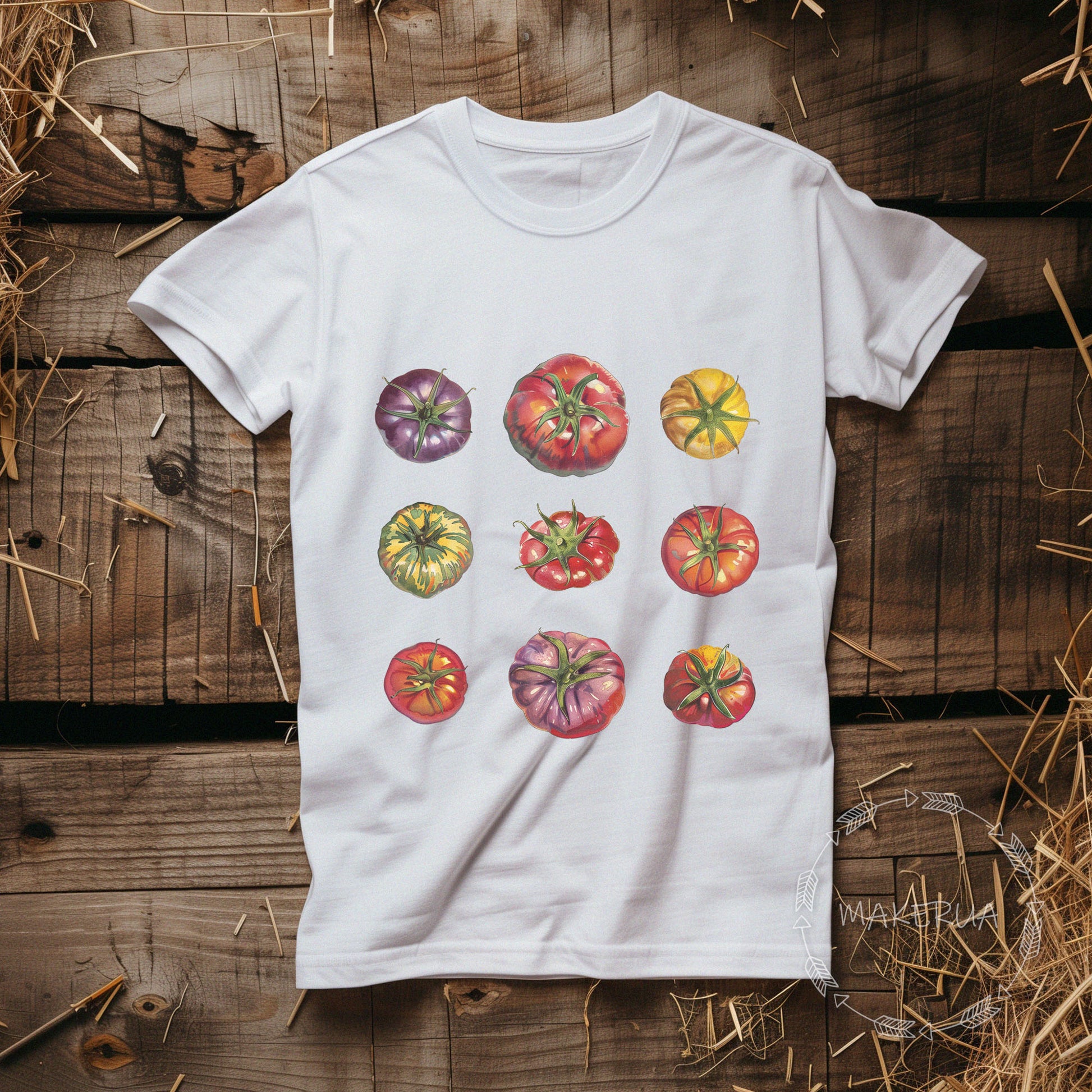T-shirt tomato garden tomatoes farm white cotton tee shirt print gift birthday - MakerUA