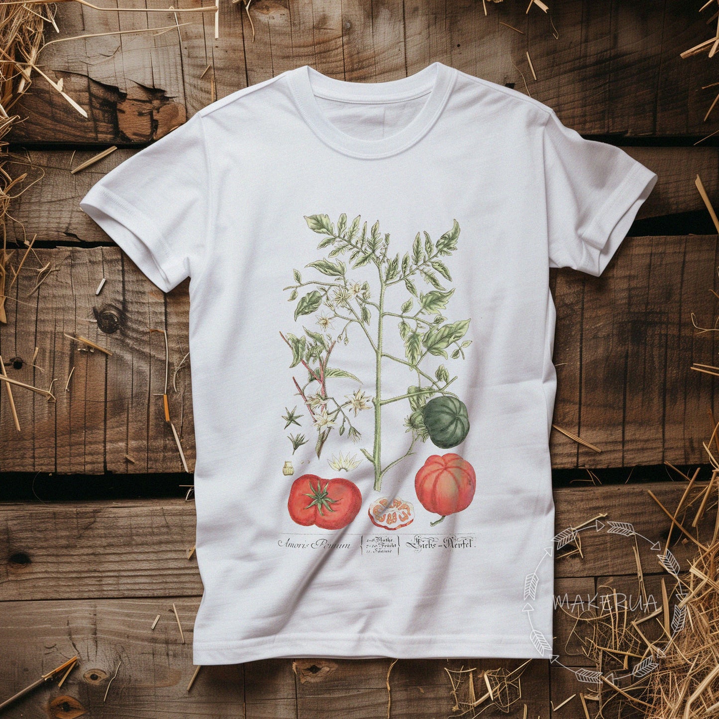 T-shirt tomato garden tomatoes farm white cotton tee shirt print gift birthday - MakerUA