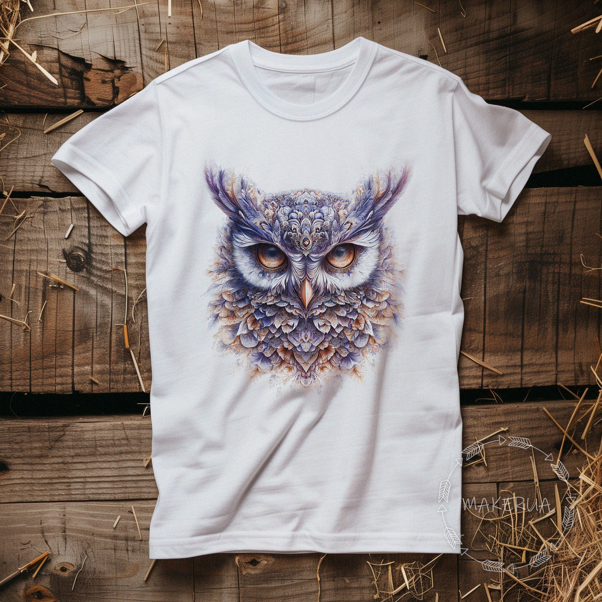 T-shirt owl bird white cotton tee shirt print gift birthday - MakerUA