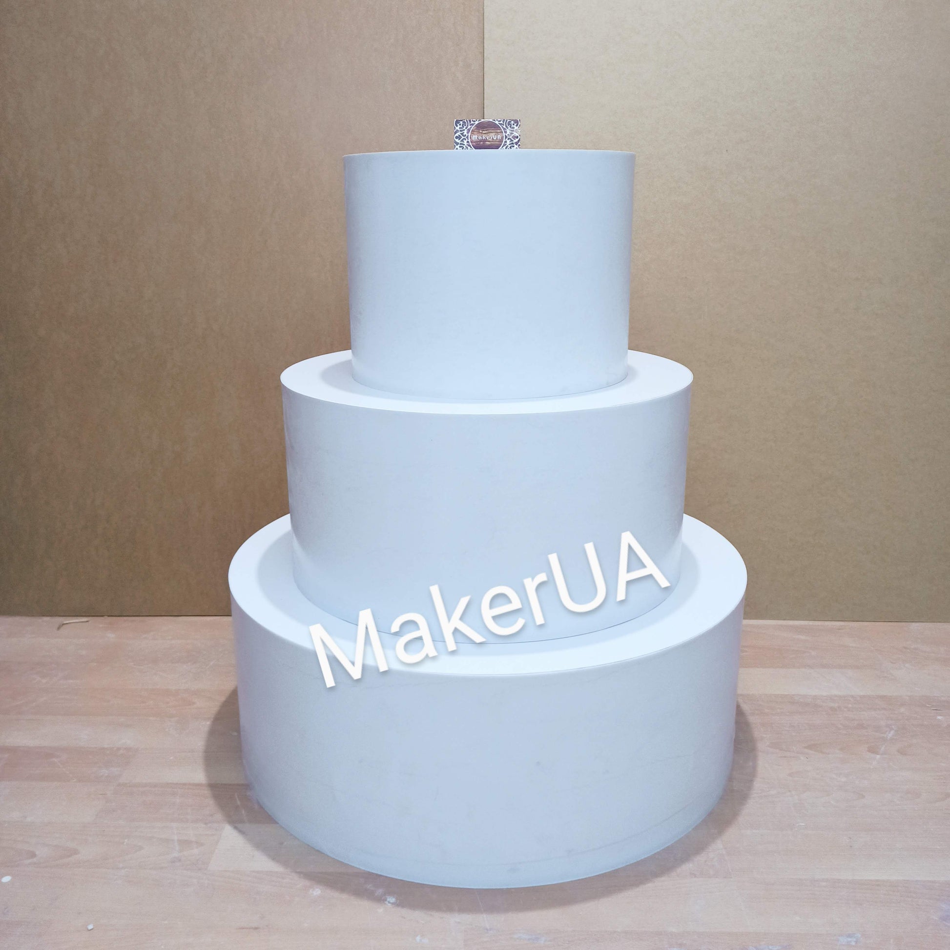 Set of 3 Display dessert table pedestal cake stand cylinder pillar plinth column round gold white black party props birthday wedding decor decoration - MakerUA