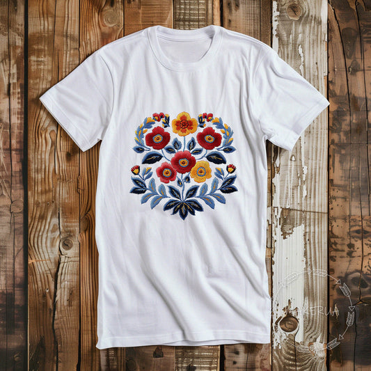 T-shirt ukraine embroidery style white black tee shirt print gift birthday - MakerUA