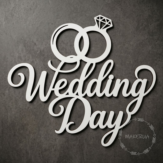 Text "Wedding Day" white decor for wedding party large decorations
