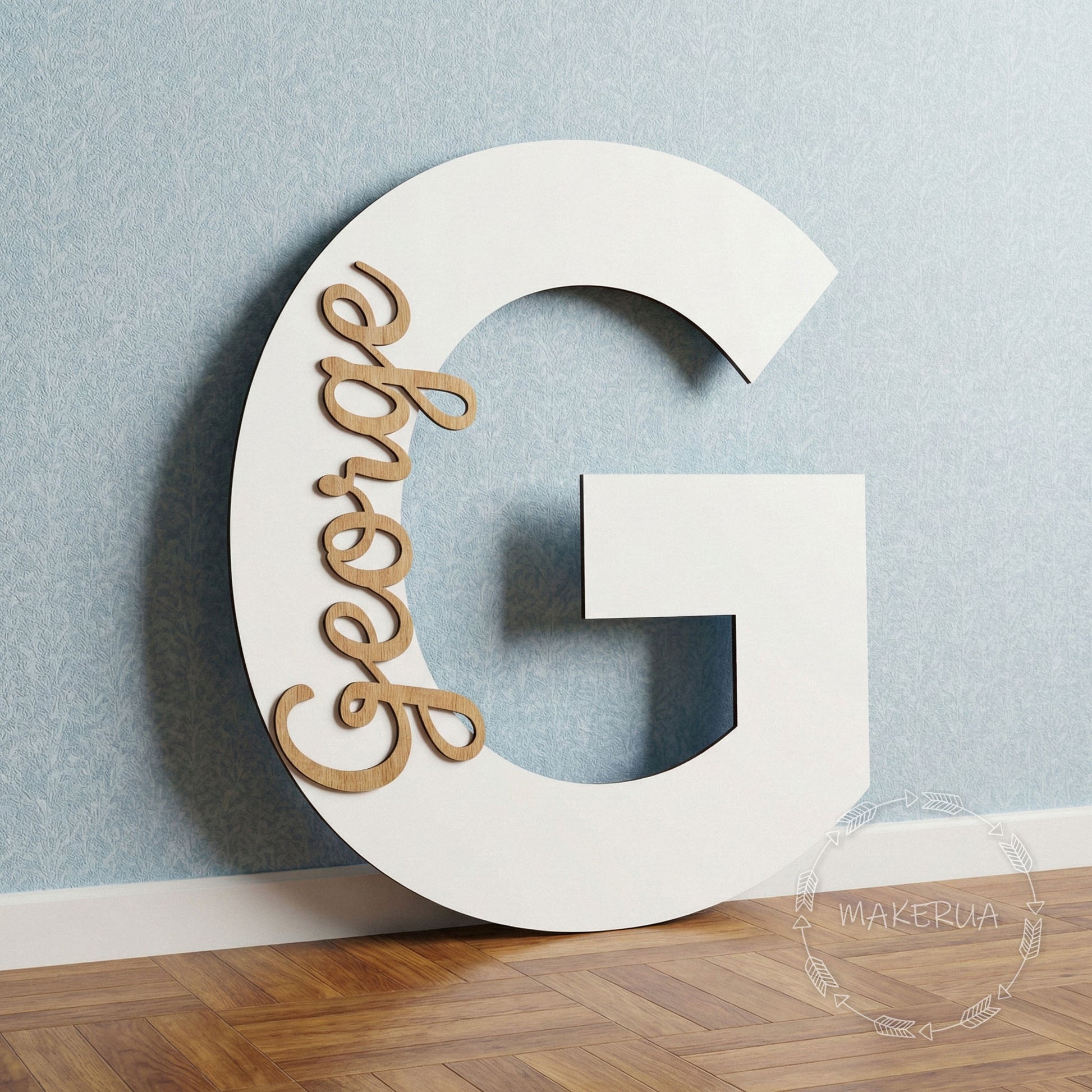Personalized Large Letter with Name Custom Wood Monogram Decor 1st Birthday Number Sign Nursery Marquee Baby Wedding Large 3D Wall Initial - MakerUA