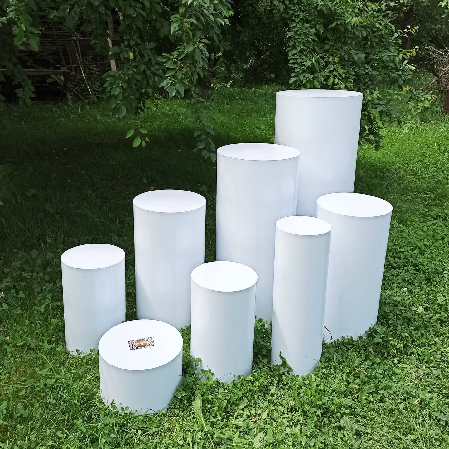 Plinth stand column cylinder pedestal display pillar white black silver gold clear round table cake flower wedding birthday party decor - MakerUA